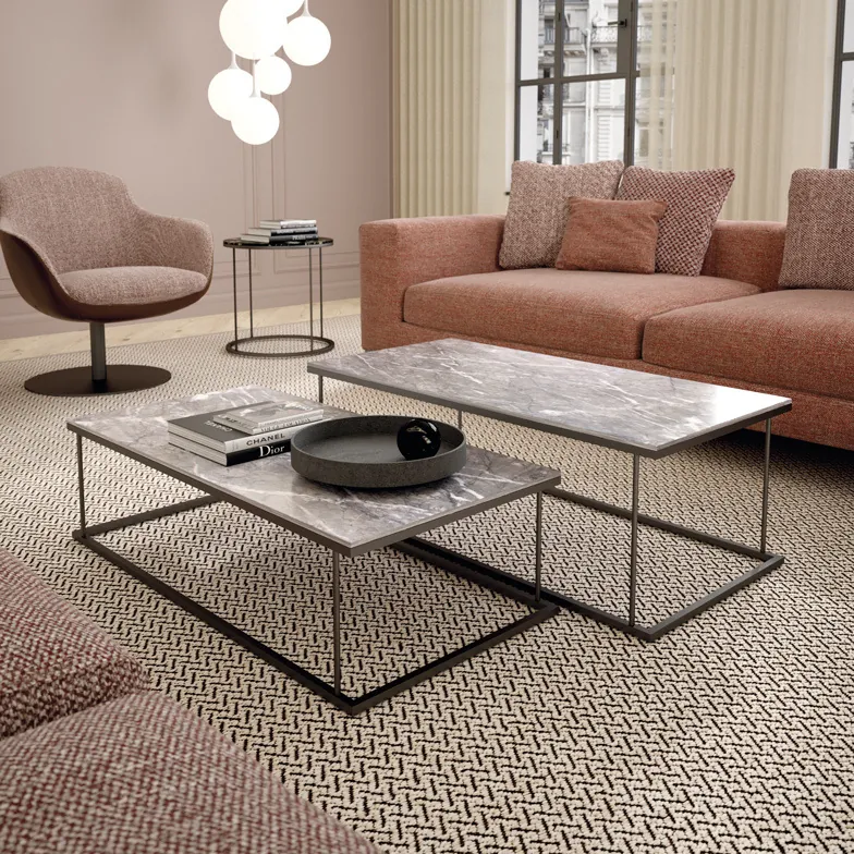 Channel-tufted sectional sofa in ivory